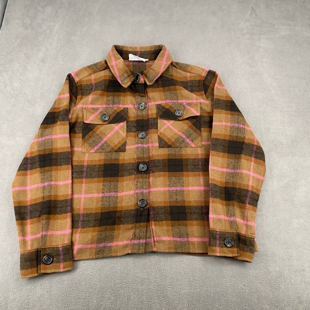 BB Dakota Steve Madden Brown Pink Plaid Flannel Shacket‎ XXL CL42549W